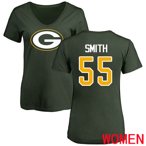Green Bay Packers Green Women #55 Smith Za Darius Name And Number Logo Nike NFL T Shirt